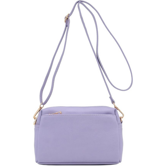 Triple-Zip Small Crossbody Bag with Adjustable Strap